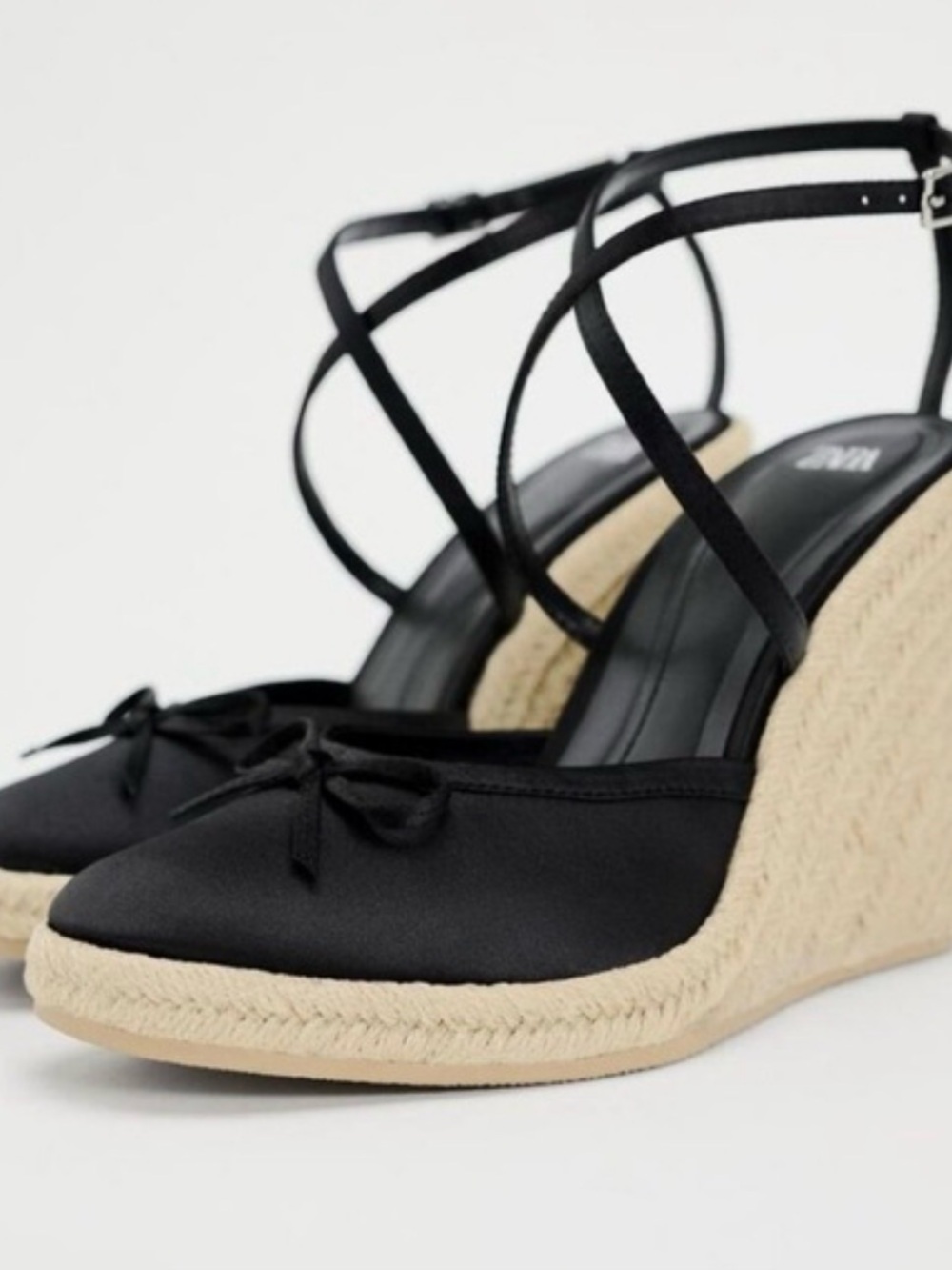Black Espadrille Wedge Sandals with Ankle Straps
